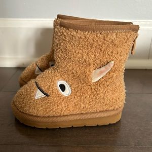 Baby Gap Brown Monster Toddler Sherpa Boots In Brown Size Toddler 7 Zip Up